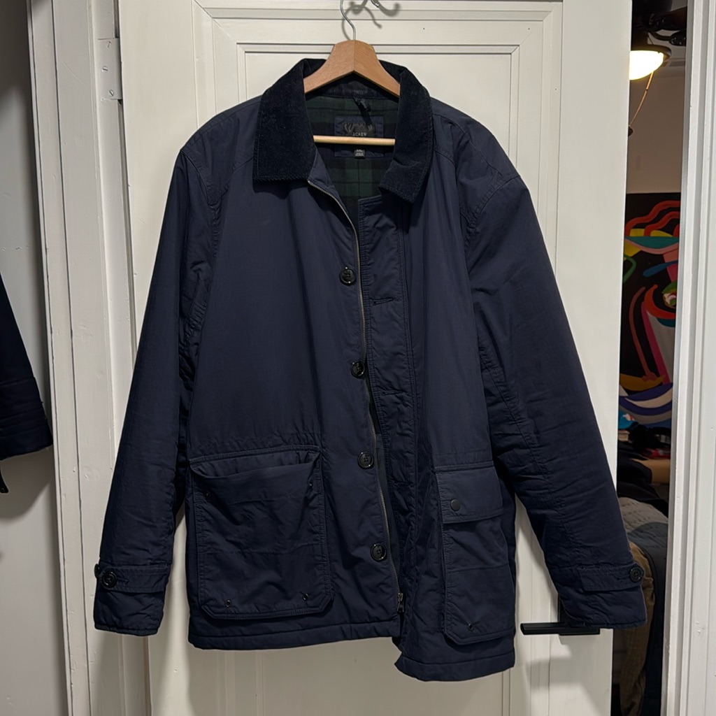 J Crew Highland Skye Ripstop Primaloft Hunting Jacket Navy Blue Sz Xxl
